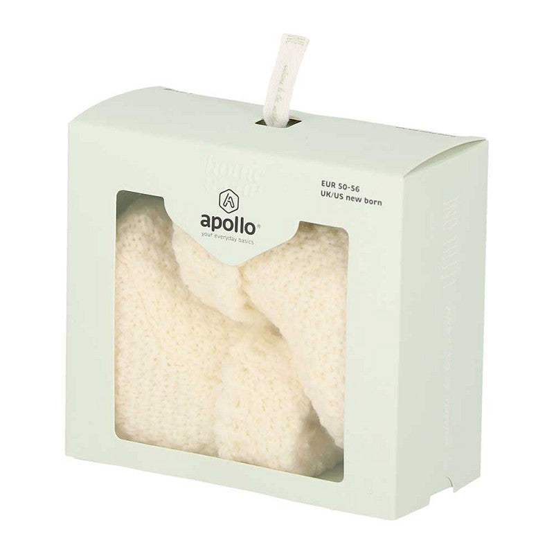 Apollo Baby-Schuhe, gestrickt, Geschenkbox, gebrochenes Weiß