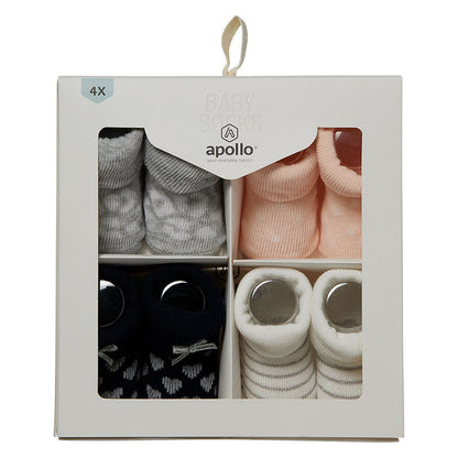 Apollo Neugeborenen-Socken, Geschenkbox, 4er-Pack
